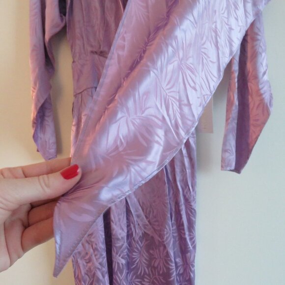 RONNY KOBO Jade Leaf Print Silk Blend Midi Dress in Lavender Purple XS NWT - Picture 14 of 16